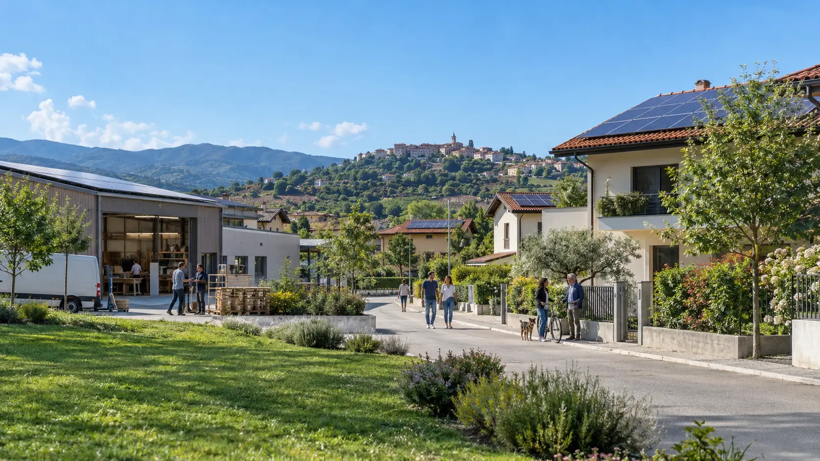 Abitazioni, impresa e persone unite in una comunità energetica locale