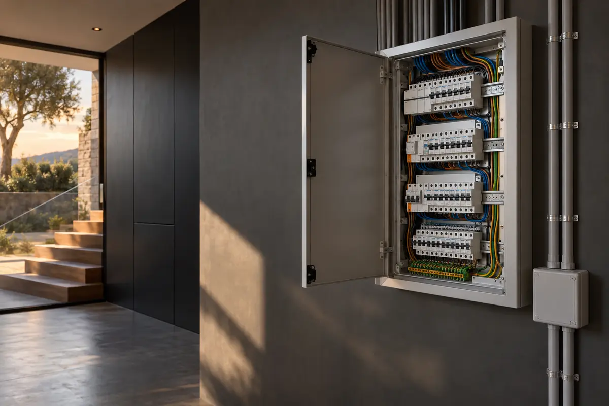 Quadro elettrico ordinato di un moderno impianto civile