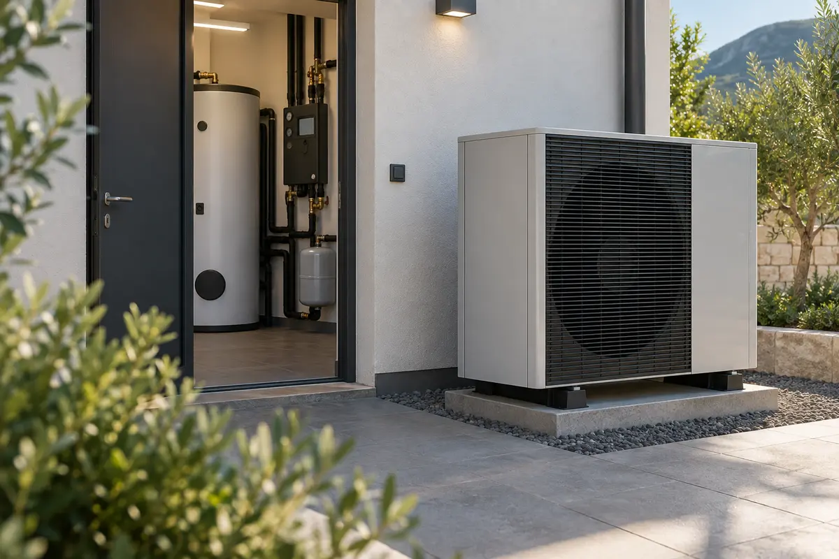 Unità esterna della pompa di calore con accumulo ACS protetto nel locale tecnico